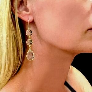 Crystal chandelier earrings; gold prongs; 2.75"L x .50"W